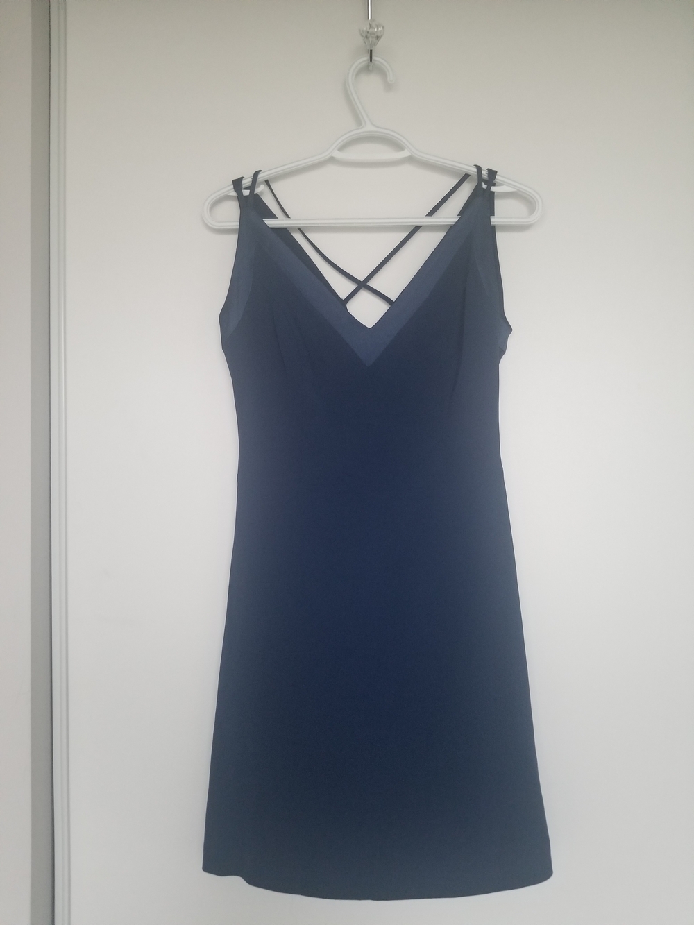 Women's Navy V-Neck Strappy Classy Dress